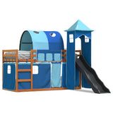 Bunk Bed without Mattress with Slide and Curtains Blue 90x200 cm 3284168
