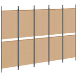 5-Panel Room Divider Beige 250 x 180 cm Fabric 42039217
