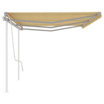 ZNTS Manual Retractable Awning with Posts 6x3 m Yellow and White 3069998