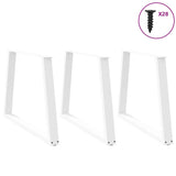 ZNTS Dining Table Legs V-Shape 3 pcs White 100x cm Steel 4012597