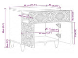 Bed cabinet with Drawer White 50 x 33 x 60 cm Solid Mango Wood 4018379