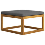 Footrest with Dark Grey Cushion Solid Wood Acacia 318557