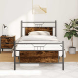 Bed Frame without Mattress Smoked Oak 100x190 cm Engineered Wood 4106755