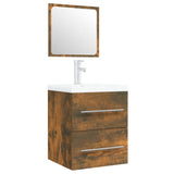 Sink Cabinet with Built-in Basin Smoked Oak Engineered Wood 3114168