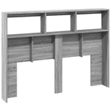 Headboard Cabinet with LED Grey Sonoma 140x17x102 cm 839201