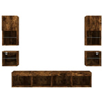 8 Piece TV Wall Units with LED Smoked Oak Engineered Wood 3216594