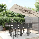 9 Piece Garden Bar Set with Cushions Black Poly Rattan 3203929