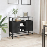Sideboard with Glass Top Black 98x35x81 cm Engineered Wood 846069