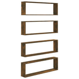 Wall Cube Shelves 4 pcs Smoked Oak 100x15x30 cm Engineered Wood 815907