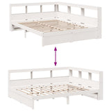 Bookcase Bed without Mattress White 150x200 cm Solid Wood Pine 3324351