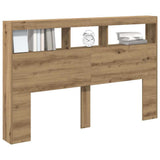 Headboard Cabinet with LED Artisan Oak 160x17x102 cm 863132