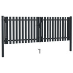 ZNTS Double Door Fence Gate Steel 306x150 cm Anthracite 146351