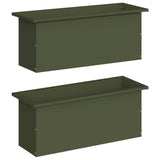 Garden Planter with LED 2 pcs Olive Green 30 x 80 x 30 cm Steel 8008105