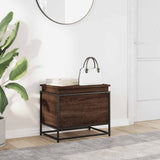 Storage Box with Lid Brown Oak 60x40x51.5 cm Engineered Wood 848798