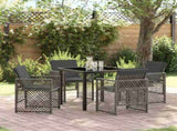 Garden Dining Set 5 pcs Grey Poly Rattan 3380625