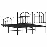 Metal Bed Frame without Mattress with Footboard Black 135x190cm 353456