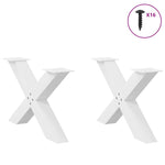 ZNTS Coffee Table Legs X-Shaped 2 pcs White 70x cm Steel 4012965