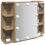 Mirror Cabinet with LED Artisan Oak 70x16.5x60 cm 857004