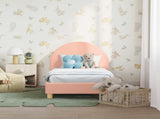 Toddler Bed Frame with Headboard Pink 70 x 140 cm Sheep Fabric 42011025