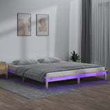 LED Bed Frame without Mattress 150x200 cm King Size King Size Solid Wood 820611