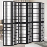 Room Divider 6 Panels Black Solid Wood Paulownia 358779