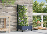 Garden Planter with Trellis&Wheels Grey 40 x 40 x 131.5 cm PP 3422936
