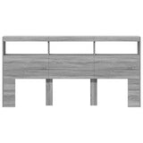 Headboard Cabinet with LED Grey Sonoma 200x17x102 cm 839222