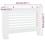 Radiator Covers 2 pcs White 112x19x81.5 cm MDF 3051374