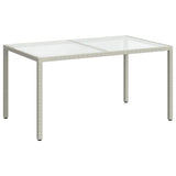 Garden Table 150x90x75 cm Tempered Glass and Poly Rattan White 316709