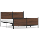 Metal Bed Frame without Mattress Brown Oak 140x200 cm 3301370
