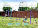 Metal Swing Set, with Seesaw, Adjustable Height, for Ages 3 Years, Purple T3398P348087