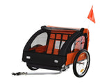 2 Seat Bike Trailer Bicycle wagon for Kids Child Steel Frame Safety Harness Seat Carrier Orange T3398P347531
