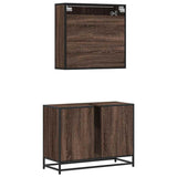 2 Piece Bathroom Furniture Set Brown Oak Engineered Wood 3300944