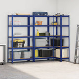 5-Layer Storage Shelves 3 pcs Blue Steel&Engineered Wood 3307592