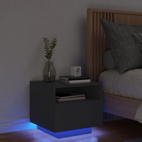 ZNTS Bedside Cabinet with LED Lights Black 40x39x37 cm 836800