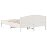 Bed Frame White Solid pine wood, Plywood Double Bed Frame 3216195