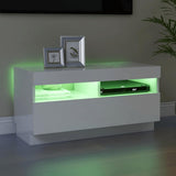 TV Cabinet with LED Lights High Gloss White 80x35x40 cm 804451