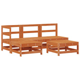 Garden Lounge Set 5 pcs Wax Brown Solid Pine Wood 3418088