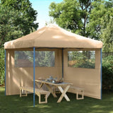 Foldable Party Tent Pop-Up with 2 Sidewalls Beige 4004921