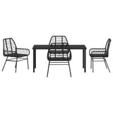 Garden Dining Set 5 pcs Black Poly Rattan 3380844
