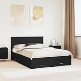 Bed Frame with Headboard Black 140 x 190 cm Engineered Wood 3410896