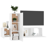 3 Piece TV Cabinet Set White Engineered Wood 3078654