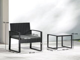 Rattan Bistro Set, 3 Piece Garden Furniture Set with Glass Top Table and Cushions, Dark Grey T3398P551652