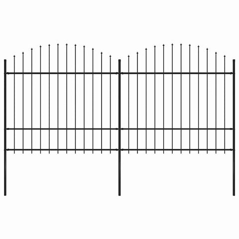 Garden Fence with Spear Top Steel 359x175 cm Black 277740