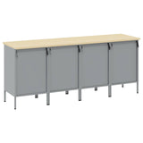Work Cabinet with Drawer 4 pcs Black and Grey 200 x 55 x 85 cm 3321384