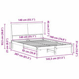 Bed frame Brown and taupe 140 x 190 cm Solid pine wood 878757