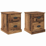 Bedside Cabinet with Drawer 2 pcs Old Wood 39 x 39 x 47.5 cm 881329