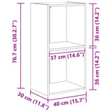 Bookcase White 40x30x76,5 cm Engineered Wood 800927