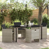 Garden Dining Set 5 pcs Light Grey Poly Rattan 3380611