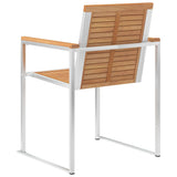 Garden Chair Set of 2 Teak and Silver 46515